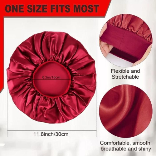 Sleep Caps - Set of 2 - Silk Satin - Adjustable - Elastic 1