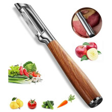 Vegetable Peeler - Multifunctional - 304 Stainless Steel - Ergonomic Design - Silver and Brown