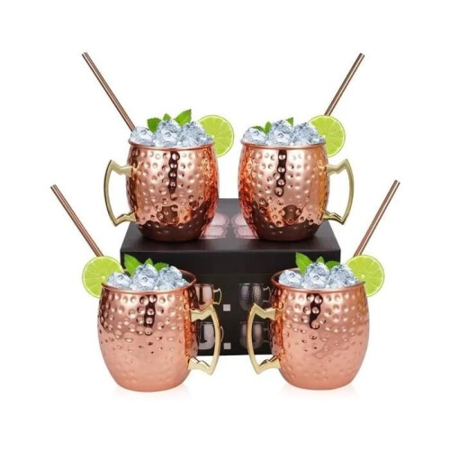 Moskau Mule Glass - Χάλκινο Ποτήρι - 500ml - 4 τεμάχια - Ανοξείδωτο - Πλυντήριο πιάτων