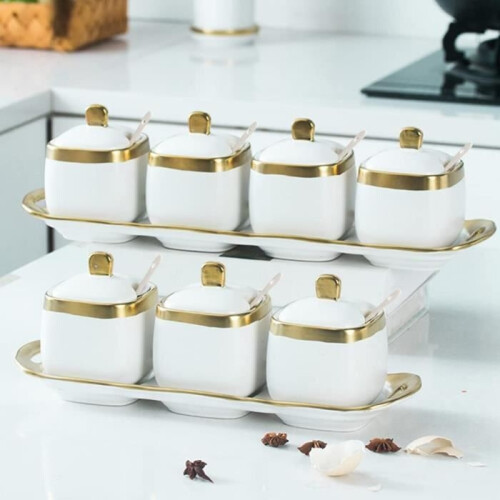 Ζαχαριέρα Κεραμική - Κουζίνα Σπίτι - 11x8 CM - 300ML - Με κουτάλι και καπάκι 2