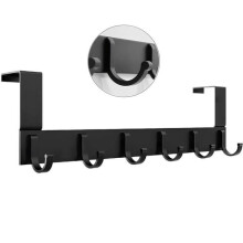 Appendiabiti da porta - LEOCLOTHO - Nero - Acciaio inossidabile - 6 ganci - Camera da letto - Portaoggetti