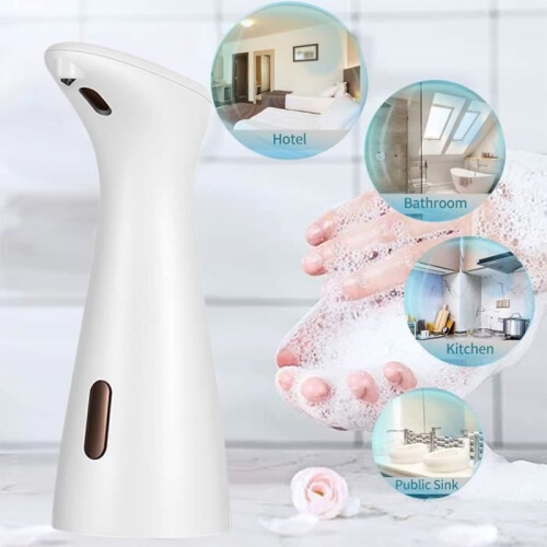 Automatic 200ml liquid soap dispenser - white - battery operated - smart touchless induction - for hand washing 2