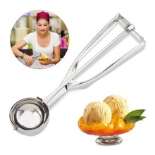 Relaxdays Eisportionierer aus Edelstahl, Sorbet- und Obstportionierer, Hebelgriff, 53 mm Durchmesser, Eiscreme, Silber