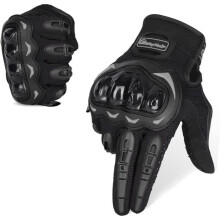 Guanti da moto touchscreen a dito interi neri M, guanti tattici per sport all'aria aperta da donna e da uomo, guanti da motocross(M)