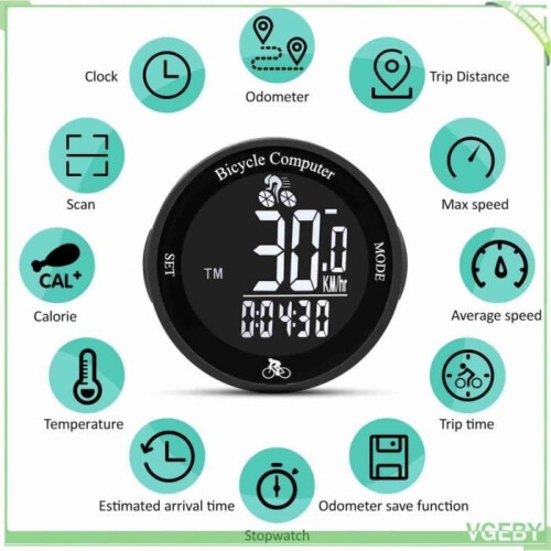Round Wireless Multifunction LED Backlit Bike Computer/Odometer 1