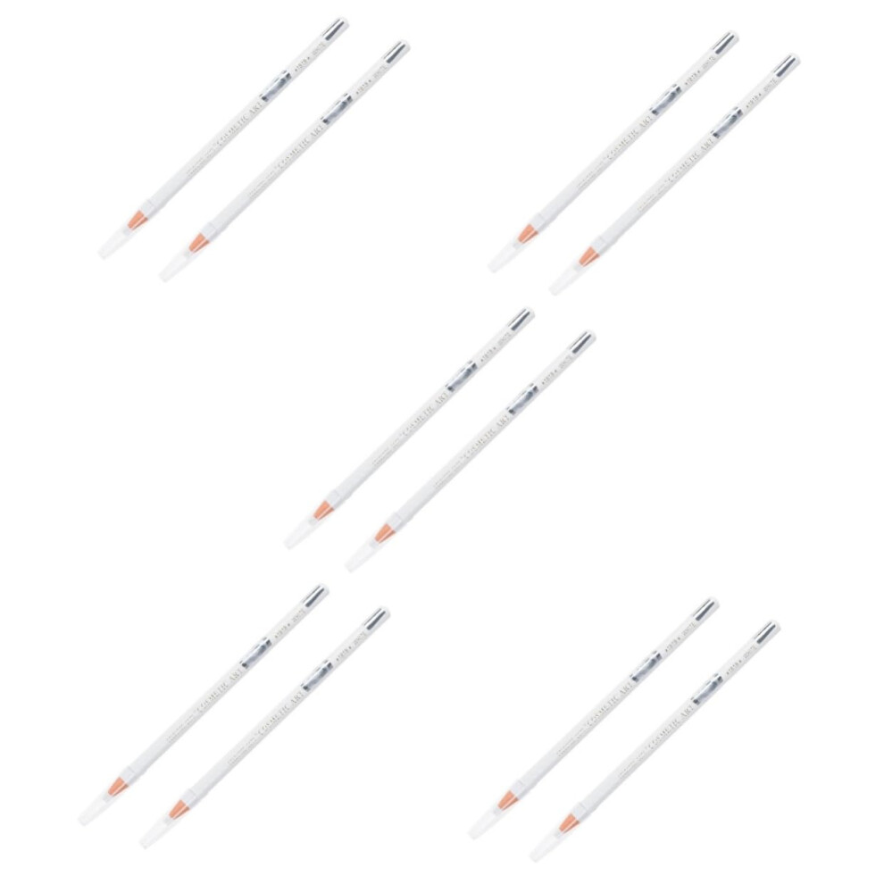 White Waterproof Eyeliner Pencil And Long Lasting Smudge Proof Eyebrow Pencil Set, 10 Pcs
