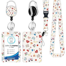 Badgehouder met sleutelkoord, badge-nekband met kaarthouder, intrekbare badgehouder, nekband met draaibare karabijnsluiting, 10 stuks