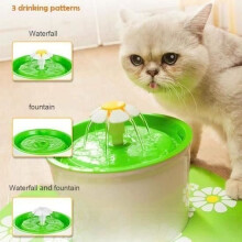 Green Flower Water Fountain for Cats and Dogs with Filter, 1.6L Bowl, Silent and Hygienic Water Dispenser for Cats, Dogs, and Birds