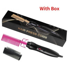 2-in-1 beheizter Kamm zum Glätten der Haare, beheizte Bürste, Glätteisen, UK Pink mit Box UK