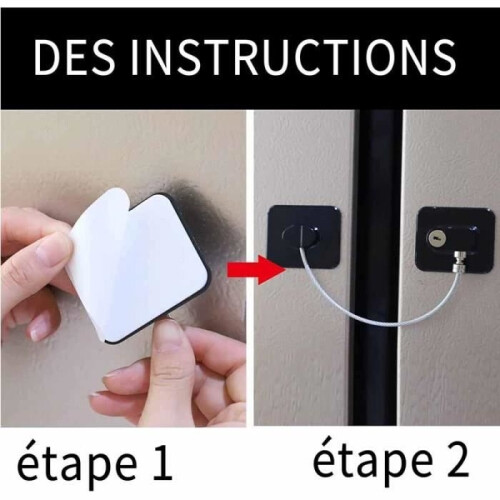 Set of 3 Childproof Window Locks, Adhesive Refrigerator Door Lock, Cable Opening Limiter, Window Security Block 2