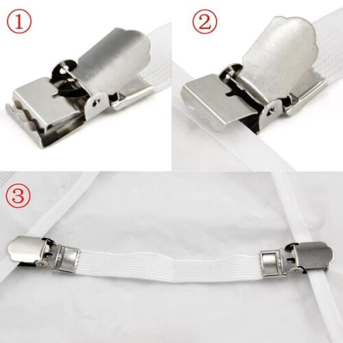 Ironing Board Clips, 4 Pieces Elastic Fasteners for Ironing Board Cover, Corner Bed Support, White 1