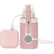 Borsa scaldabiberon portatile USB in pelle con 3 impostazioni di temperatura regolabili, termostato per scaldalatte a casa o in macchina - Rosa rosa