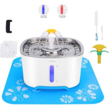 Cat Water Fountain 2.5L with 3 Filters, LED Indicator Light, Silent Pump, 1 Silicone Mat and 2 Cleaning Brushes