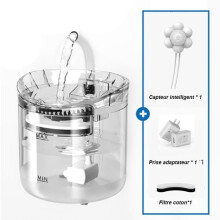 Transparent dog and cat water bottle with sensor, water bottle with filter, replacement filter, 1.5L capacity - YOLISTAR
