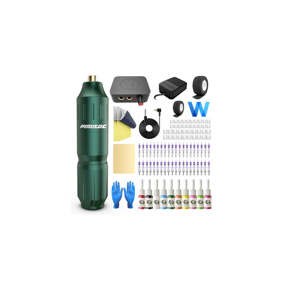 Tattoo Kit with Rotary Pen, 40 Cartridge Needles, Vibrant Inks and Power Supply for Beginners WTK168