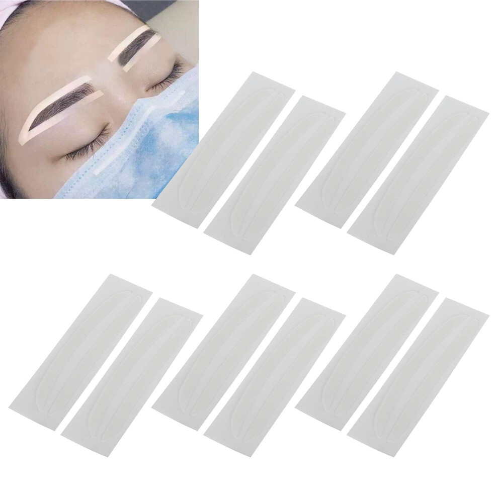 5 Pairs Disposable Eyebrow Tattoo Stickers with Strong Adhesive Hold and Precise Shaping Template
