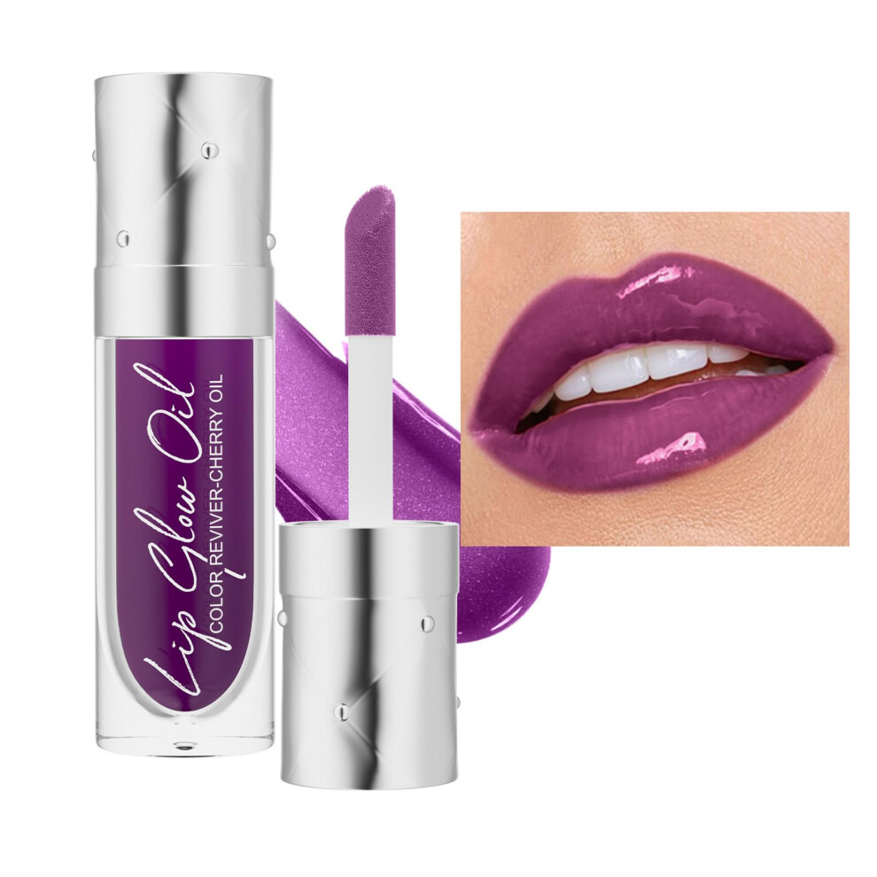 Red,Clear Moisturizing Lip Oil With Cherry Seed Oil, Nonsticky Clear Lip Gloss For Deep Hydration #02