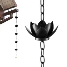 Lotus Style Rain Chain for Downspouts, Heavy Duty Metal Gutter Chain with Elegant Zen Water Flow