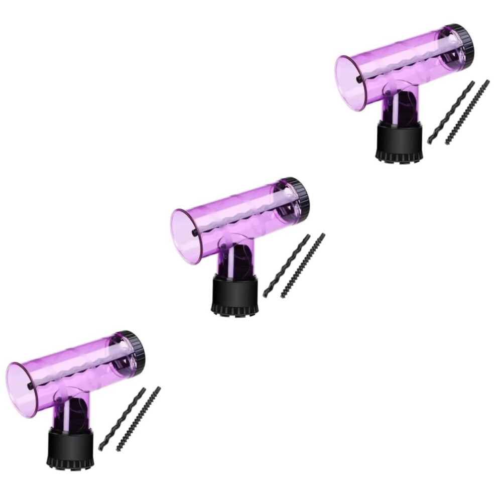 Hair Dryer Diffuser for Curly Hair, Universal Curl Attachment, Frizz Reduction, Violet 3pcs