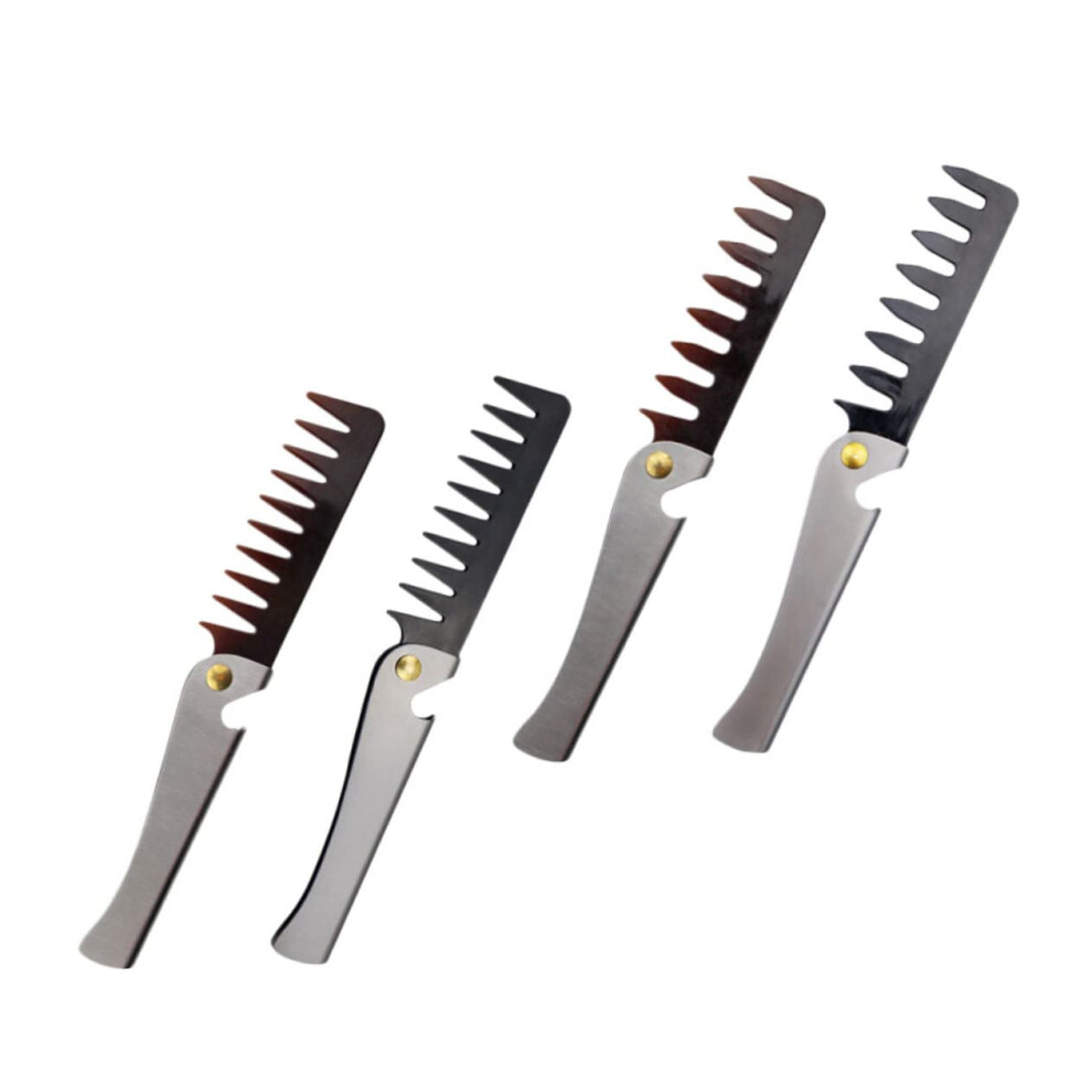 Pocket Beard Comb and Folding Hair Comb Stainless Steel AntiSnag Teeth for Travel Grooming