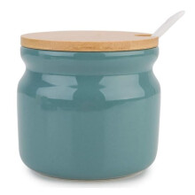 Suikerpot - Niet gespecificeerd - 8x8cm - Keramiek - Donkergroen - Met lepel en deksel