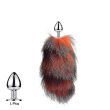 Abnehmbarer Fuchsschwanz für Katzen, Echtfellschwanz, Hundespielzeug, wellOrange L
