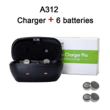 Wiederaufladbare Hörgerätebatterien A312 (312, 312a). Hörgeräte-Ladegerät-Set A312 PR41 (beinhaltet 6 Batterien).