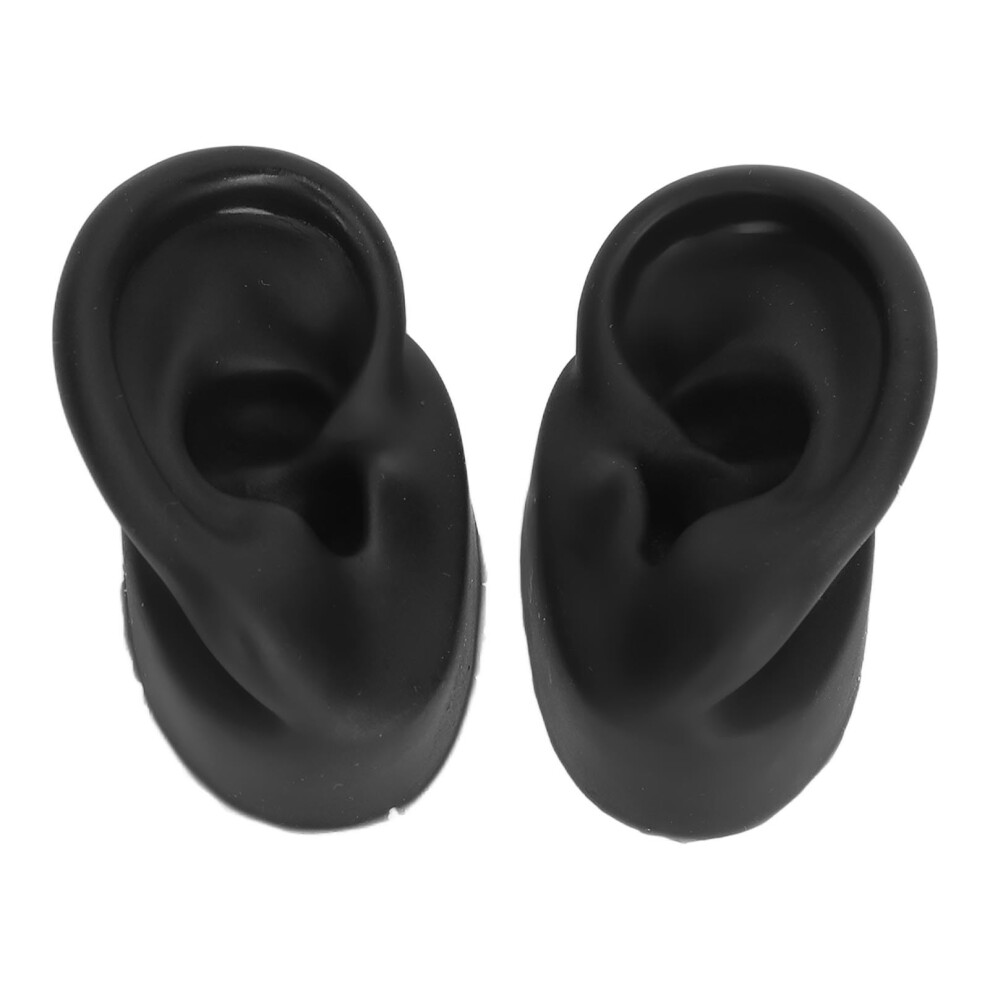 Black Silicone Ear Model Realistic Reusable Left And Right Piercing Practice Display For Earrings And Earphones