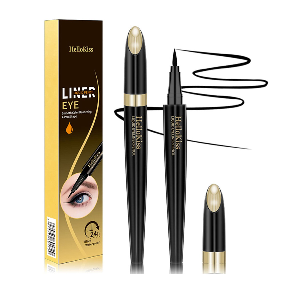 Black,Brown Waterproof Liquid Eyeliner Pen Long Lasting Smudge Proof With Precise Fine Brush Tip Brown Black