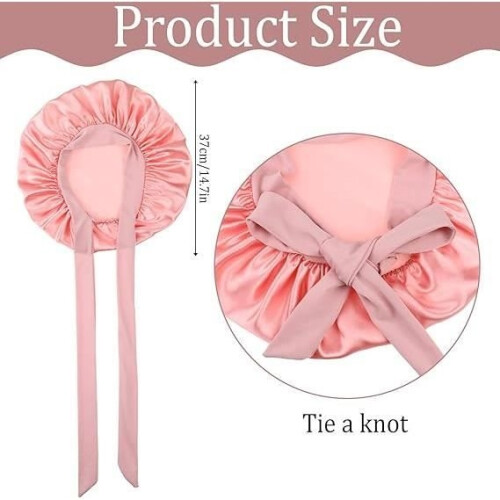 Silk Sleeping Cap, Double Layer with Satin Lining and Adjustable Drawstring, Extra Large Turban for Sleepers 1