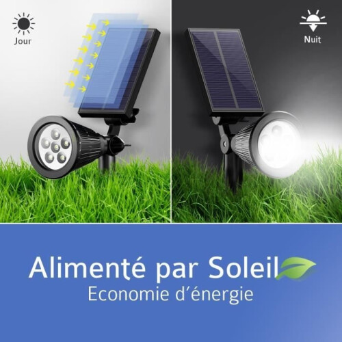 Outdoor solar spotlight with 6 LEDs on a stake with motion sensor, IP65 waterproof, adjustable with 180 solar panel 2