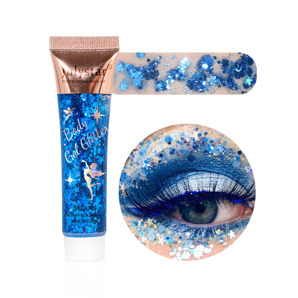 Body Glitter Gel with Holographic Mermaid Sparkle for Face, Hair and Body, LongLasting Party Makeup