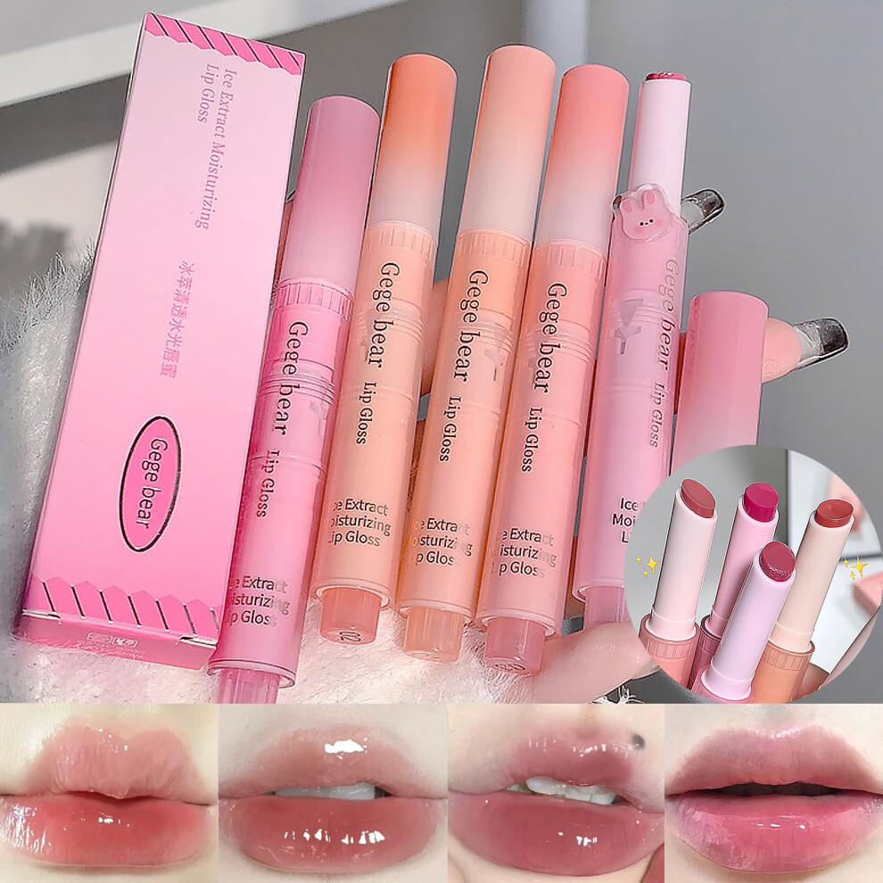 Jelly Lipstick Set with 5 Vivid Glossy Colors, Hydrating Tinted Lip Balm for LongLasting Shine