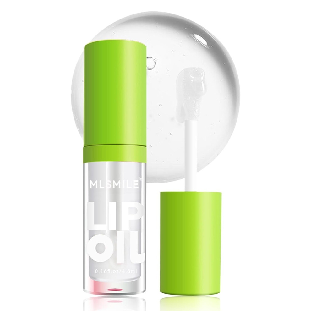 Lip Oil Gloss with Deep Hydration, Clear Glossy Vegan Shine, NonSticky Lightweight Formula (01)