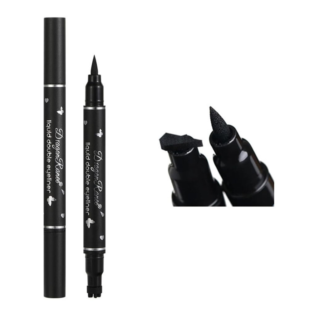 Black Winged Eyeliner Stamp Pen Double Headed Waterproof Long Lasting Liquid Eyeliner Arrow Shape 01