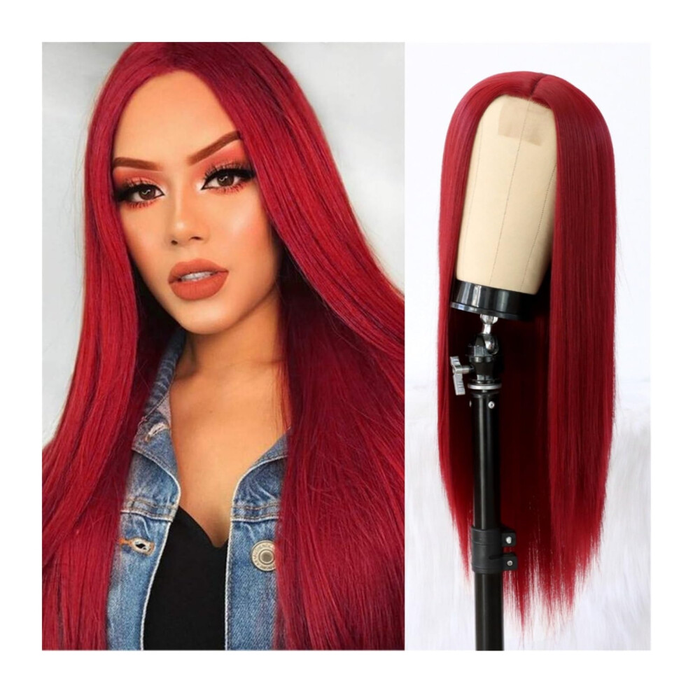 Lace Front Wig Straight Light Blue 22 Inch Heat Resistant  Density Synthetic Wig for Women