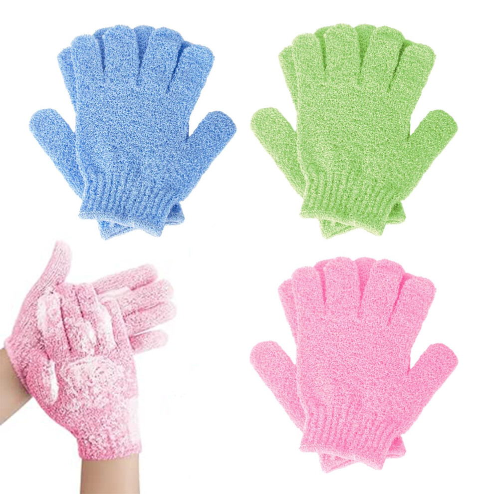 Exfoliating Bath Gloves 6PCS Nylon Spa Gloves for Body Scrub Dead Skin Removal Multicolor Set