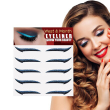 Glitter Eyeliner Stickers Self Adhesive Reusable Blue Design for Parties Festivals Stage Makeup 5 Pairs