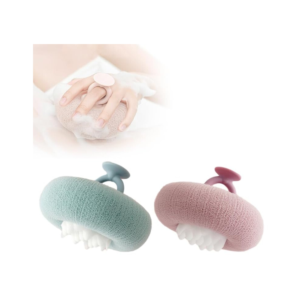 4pcs 2 in 1 Sunflower Bath Sponge with Suction Cup, Soft Mesh Loofah for Gentle Exfoliation