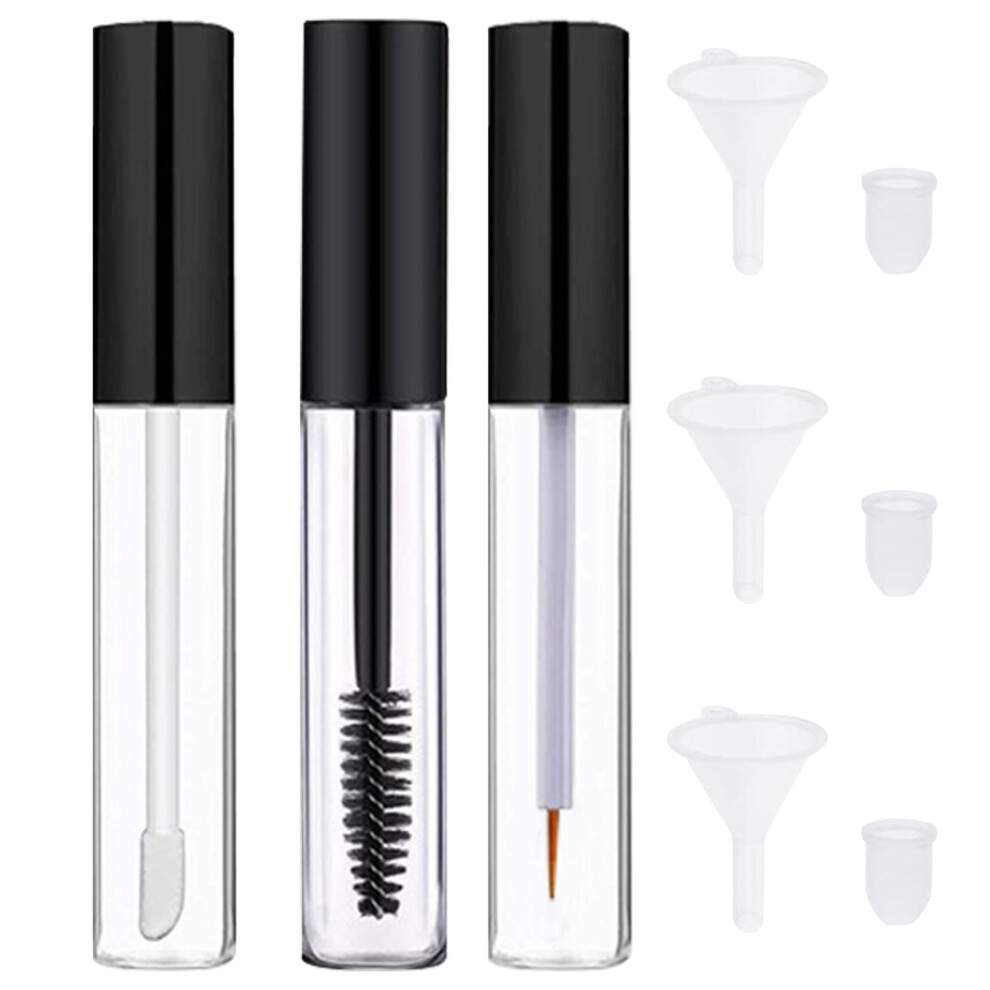 Empty Mascara Tube Set 3 Pcs 10ml Clear Tubes with Wand and Funnel for DIY Cosmetics