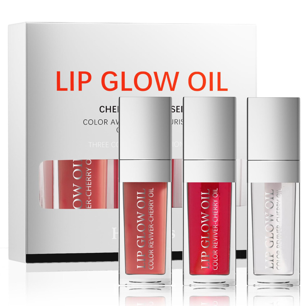 Lip Plumping Oil with Deep Hydration and Glitter Shine, 3 Colors Hydrating Lip Gloss Vitamin E