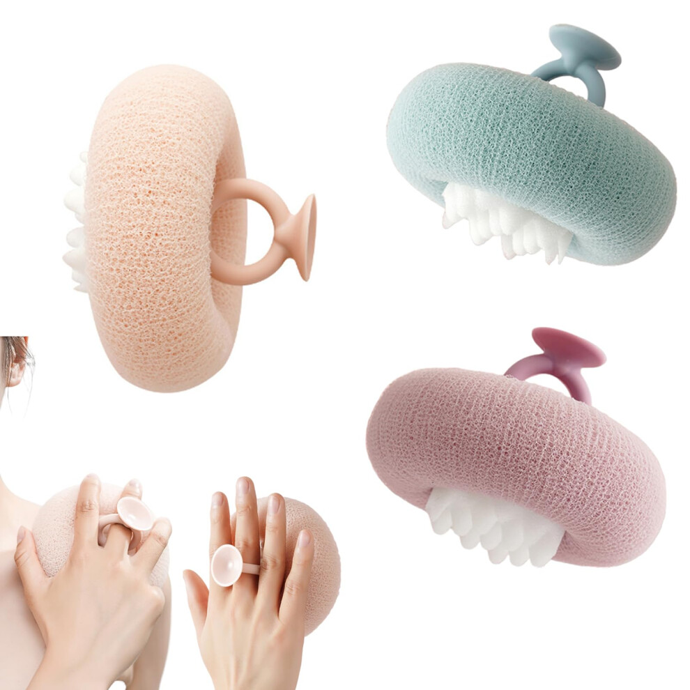 Body Scrubber with DualLayer Exfoliation and Rich Lather, Compact Shower Sponge for Women, 3Pack