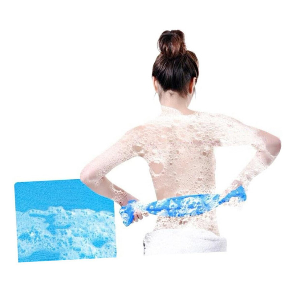 Exfoliating Bath Towel Set with Soft Nylon Body Scrubber for Deep Clean and Long Back Reach