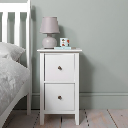 Noa and Nani Asora Bedside 2 Drawer Cabinet Solid Nightstand Side Table Wooden in White 2