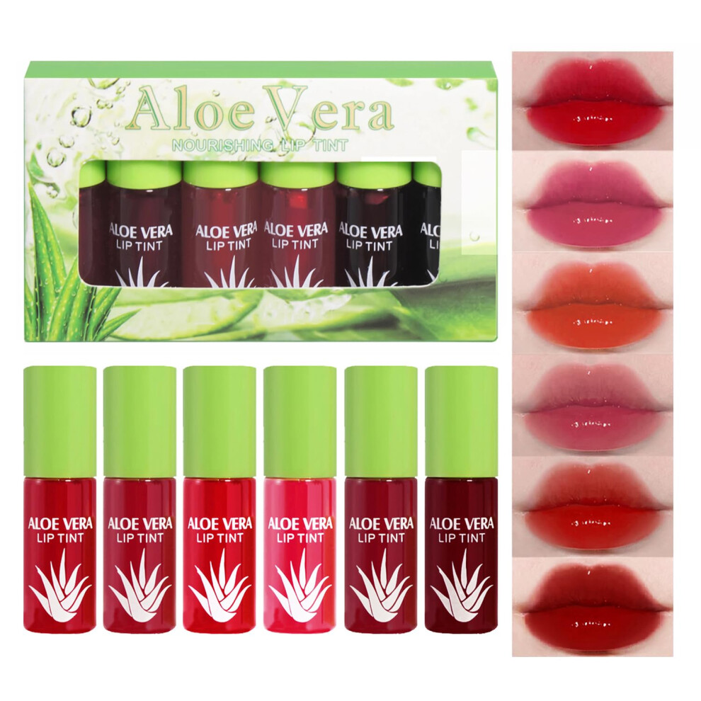 Lip Tint Set 6 Colors Glossy Finish Moisturizing LongLasting Liquid Lipstick for Lip and Cheek