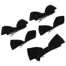 Presilha de cabelo com laço preto para mulheres, conjunto de 4 peças, acessório elegante em estilo francês para uso em festivais.