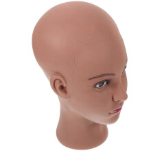 Testa di manichino per espositore per parrucche, in PVC color caffè
