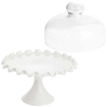 Conjunto para Bolo com Tampa de Vidro Transparente para Uso Doméstico (2 unidades)