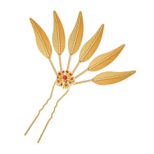 Palitos de cabelo vintage dourados, acessórios de cabelo chineses, de metal com bordas lisas para decoração.