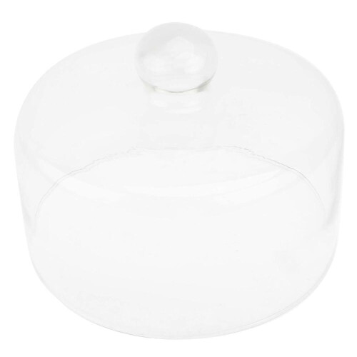 Tampa de vidro branca para bolo, transparente como cristal, ideal para proteger alimentos e lanches na cozinha. Diâmetro de 20 cm (7,87 polegadas).